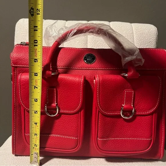 NWT Dooney & Bourke Red Pebble Grain Double Pocket Tote - RETIRED - Picture 8 of 15